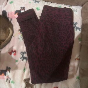 Carmen Marc Valvo Burgundy Leopard Leggings